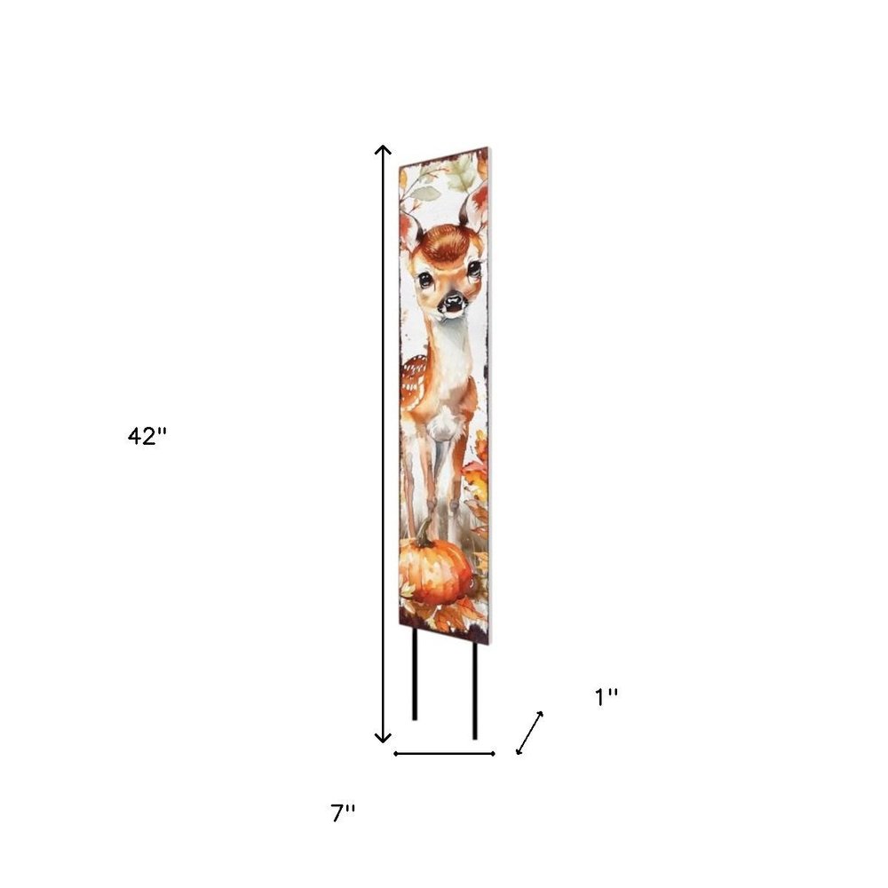42" White And Brown Solid Wood Fall Deer Garden Stake HomeRoots