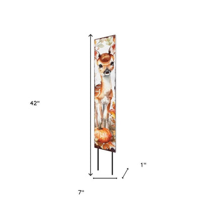 42" White And Brown Solid Wood Fall Deer Garden Stake HomeRoots