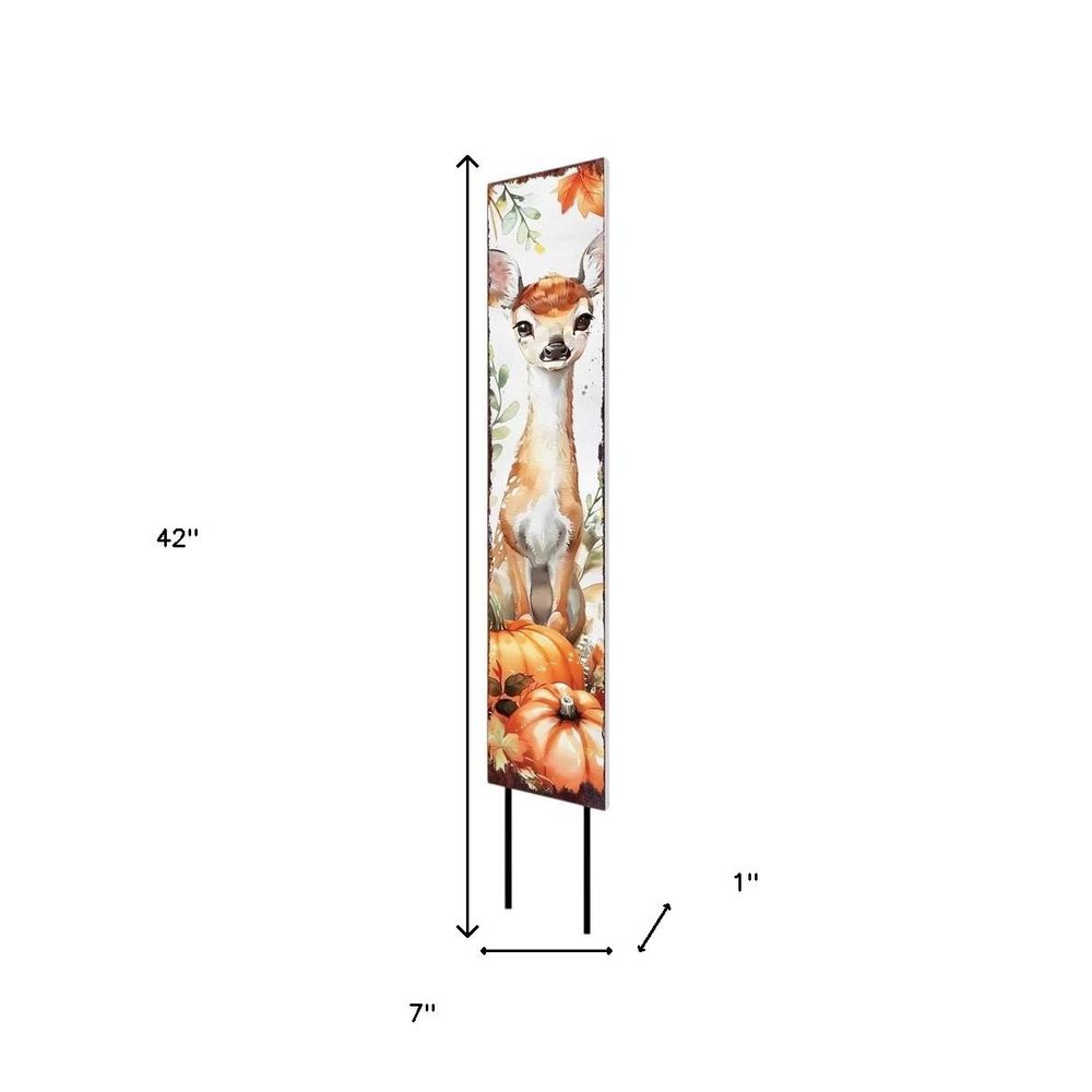 42" White And Brown Solid Wood Deer Garden Stake HomeRoots