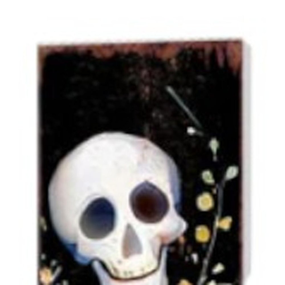 7" Black Orange And White Solid Wood Wildflowers Halloween Skeleton Garden Stake HomeRoots