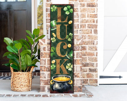 36" Green Gold And Black Solid Wood Luck St Patrick's Day Porch Sign HomeRoots