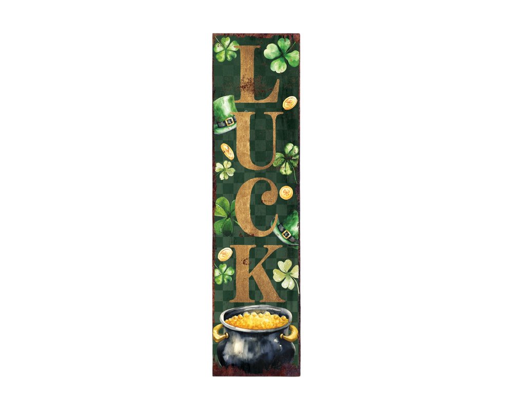 36" Green Gold And Black Solid Wood Luck St Patrick's Day Porch Sign HomeRoots