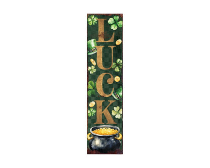 36" Green Gold And Black Solid Wood Luck St Patrick's Day Porch Sign HomeRoots