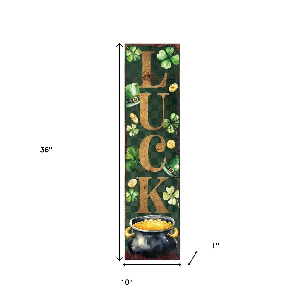 36" Green Gold And Black Solid Wood Luck St Patrick's Day Porch Sign HomeRoots