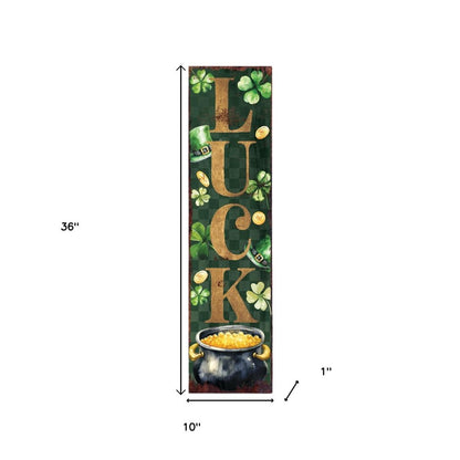 36" Green Gold And Black Solid Wood Luck St Patrick's Day Porch Sign HomeRoots