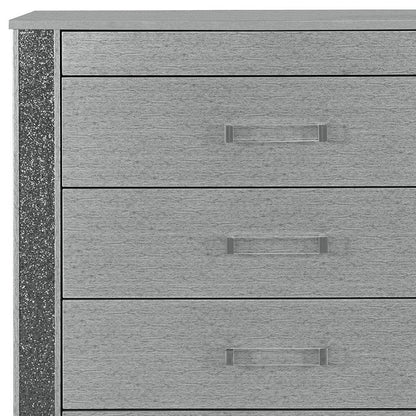 36" Silver Wood Five Drawer Dresser HomeRoots