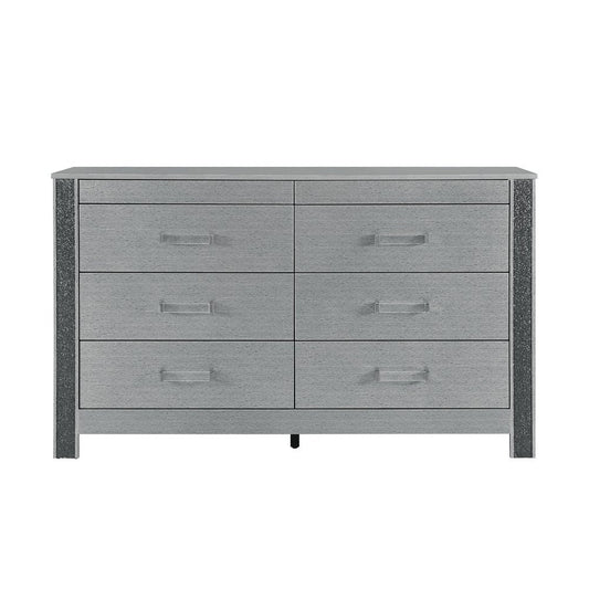 62" Silver Wood Six Drawer Double Dresser HomeRoots