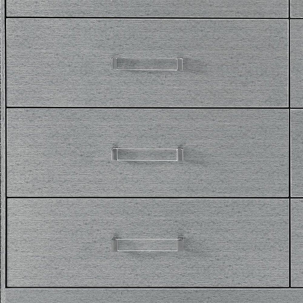 62" Silver Faux Crystal Bling Wood Six Drawer Double Dresser