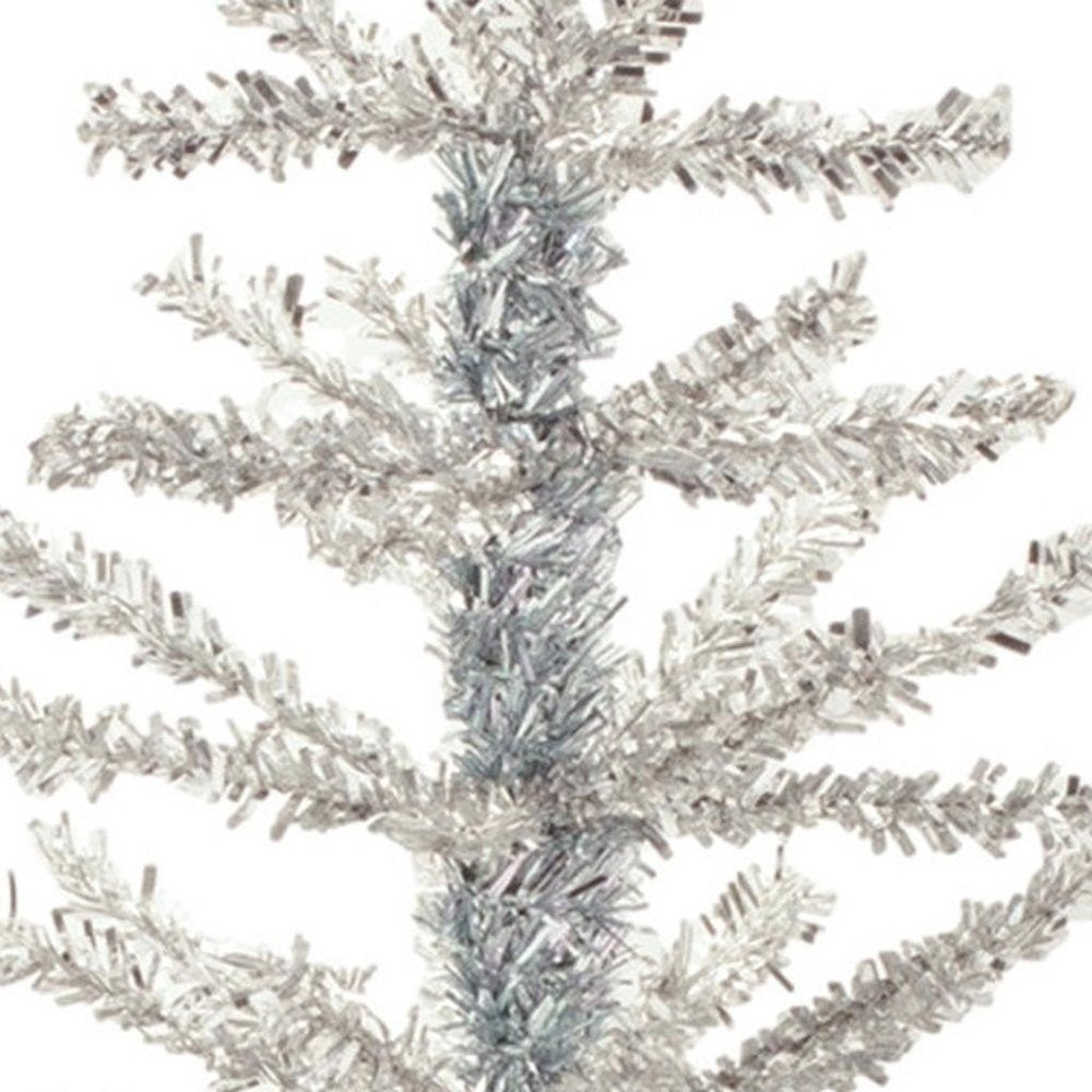 Set Of Two Silver Tinsel Sparse Pine Christmas Trees HomeRoots