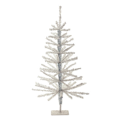 Set Of Two Silver Tinsel Sparse Pine Christmas Trees HomeRoots