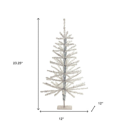 Set Of Two Silver Tinsel Sparse Pine Christmas Trees HomeRoots
