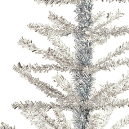 Set Of Two Silver Tinsel Sparse Pine Christmas Trees HomeRoots