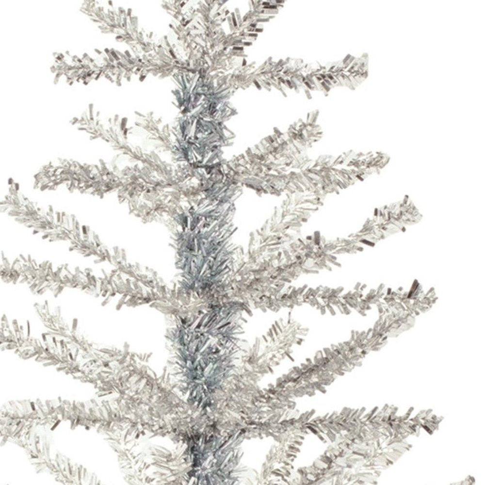 Set Of Two Silver Tinsel Sparse Pine Christmas Trees HomeRoots