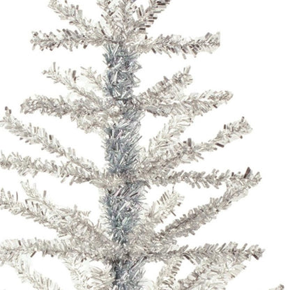Set Of Two Silver Tinsel Sparse Pine Christmas Trees HomeRoots