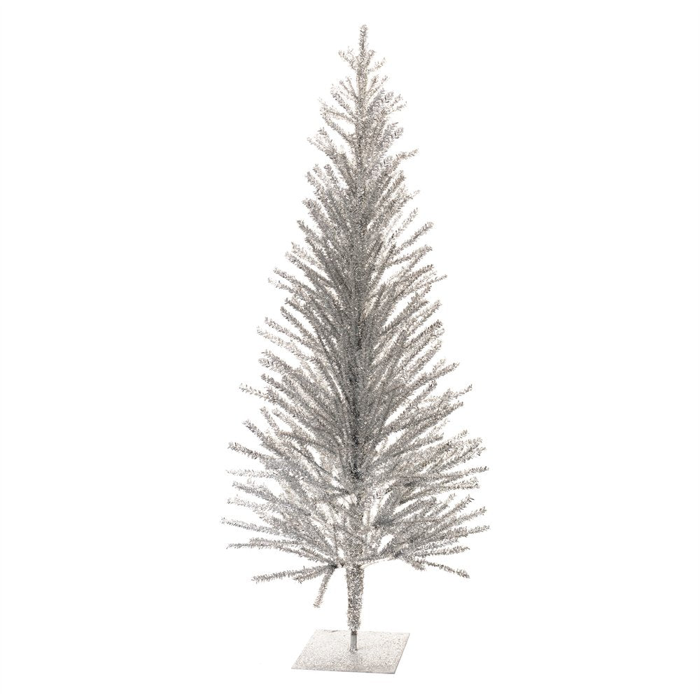 4' Silver Tinsel Sparse Pine Christmas Tree HomeRoots