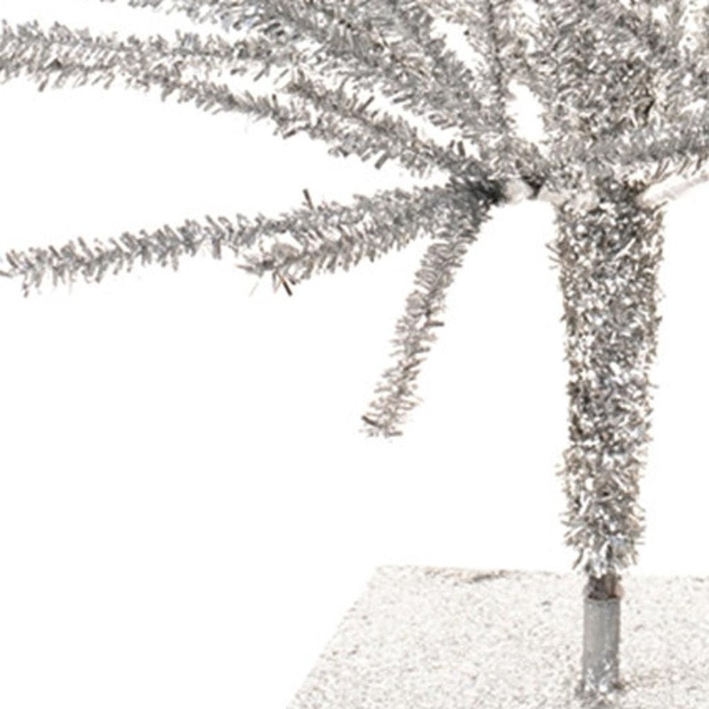 4' Silver Tinsel Sparse Pine Christmas Tree HomeRoots