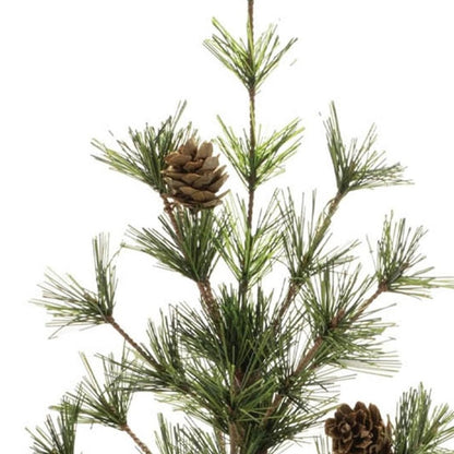 24" Green And Brown Artificial Pine Tree In Round Brown Metal Pot