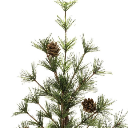 24" Green And Brown Artificial Pine Tree In Round Brown Metal Pot