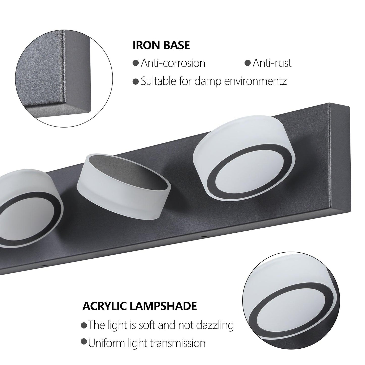 LED Modern Black 5-Light Vanity Lights Fixtures Over Mirror Bath Wall Lighting - FurniFindUSA