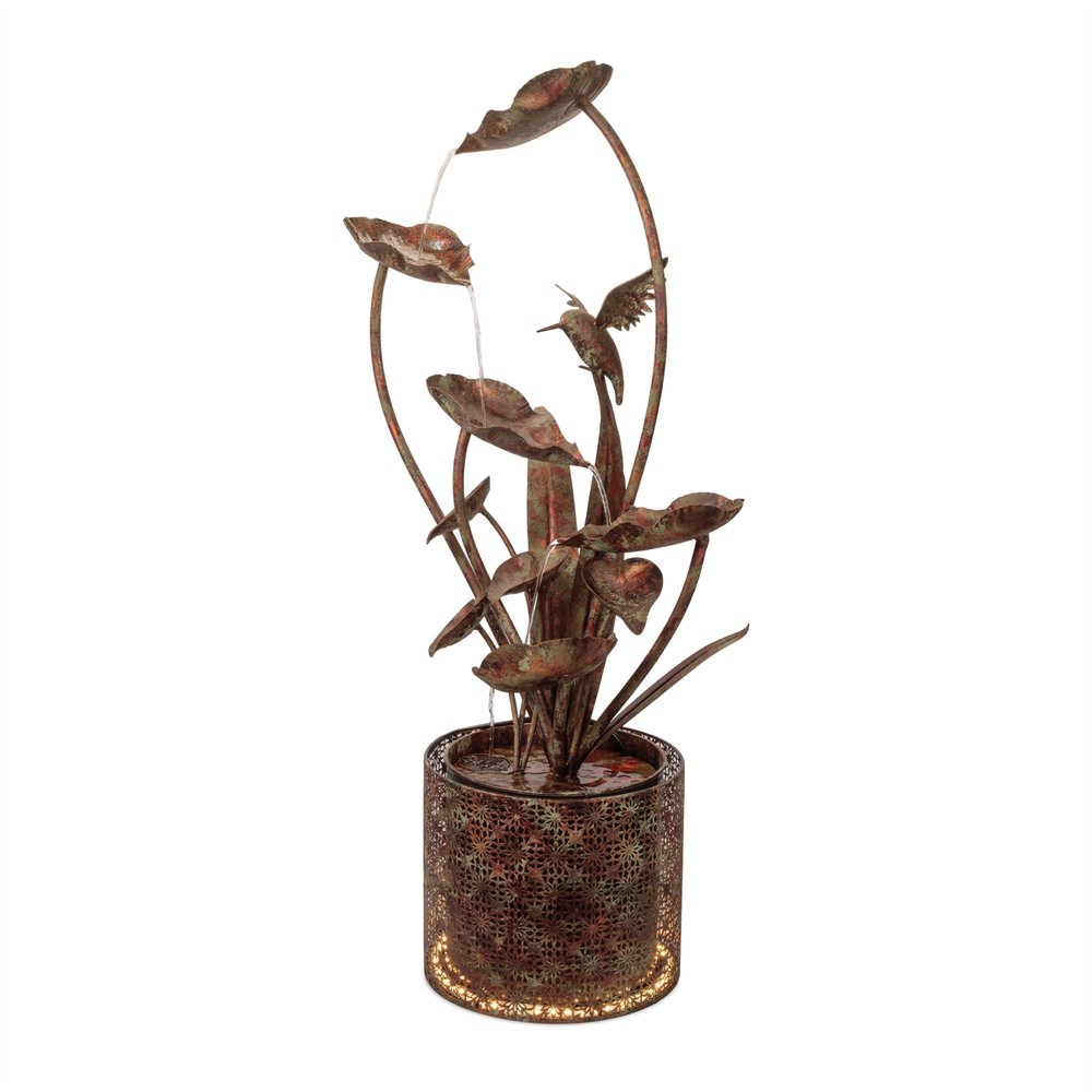42" Brown Metal LED lights Birds Garden Art HomeRoots