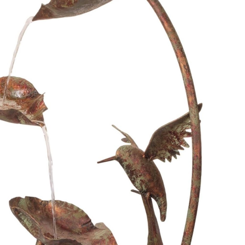 42" Brown Metal LED lights Birds Garden Art HomeRoots