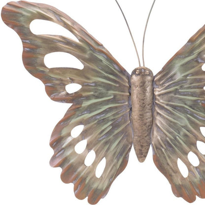 Set of Two Gold And Silver Metal Insect Garden Art HomeRoots