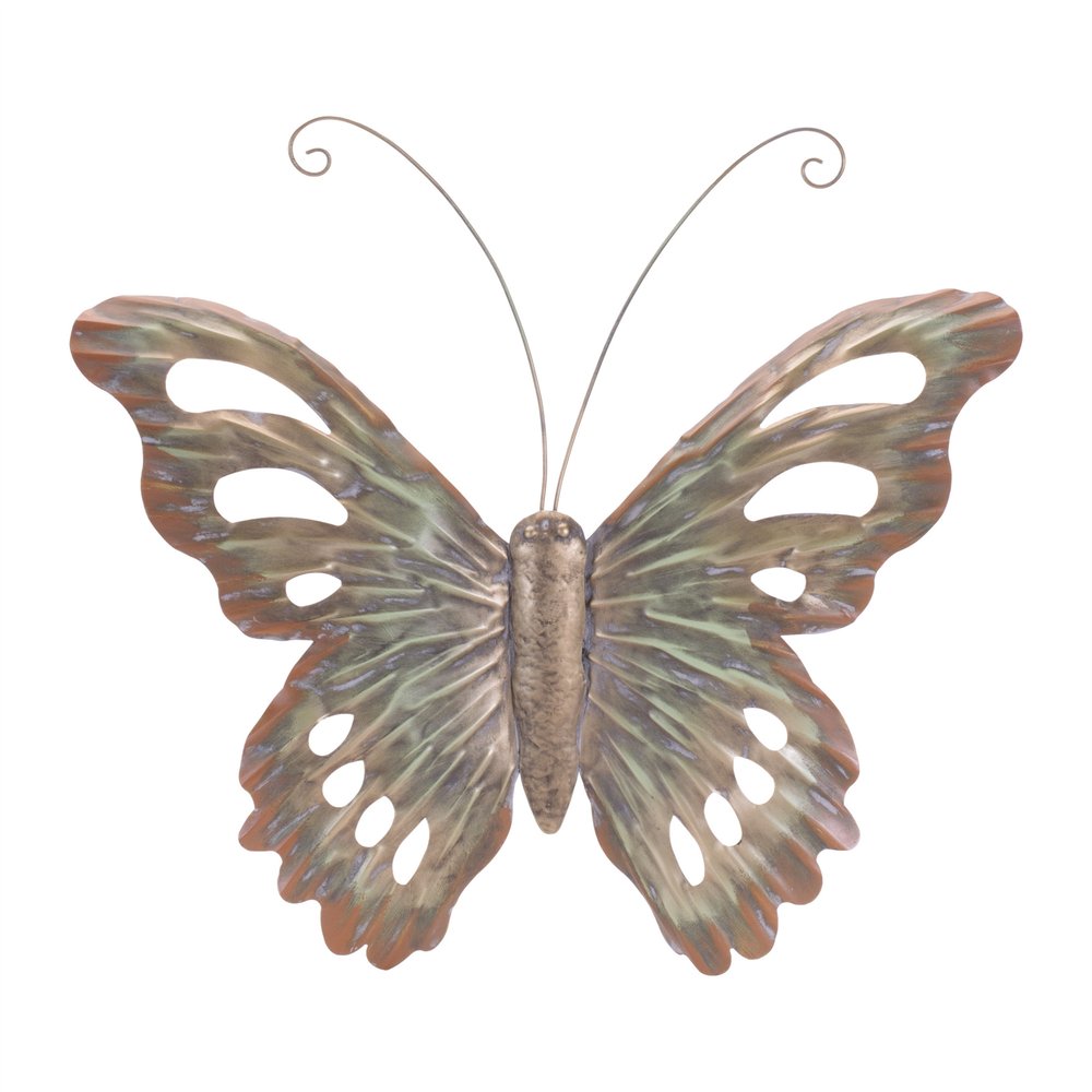 Set of Two Gold And Silver Metal Insect Garden Art HomeRoots