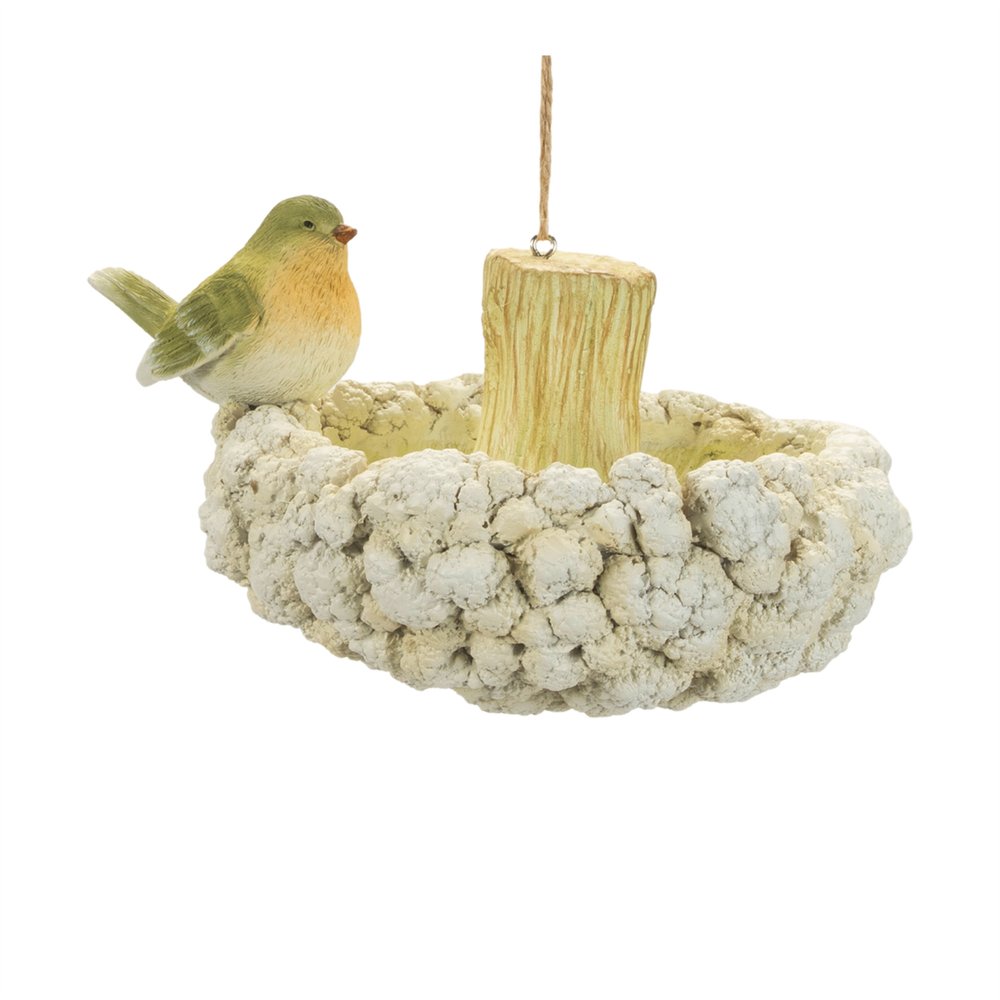 Set of Two Beige And Green Ceramic Birds Garden Art HomeRoots