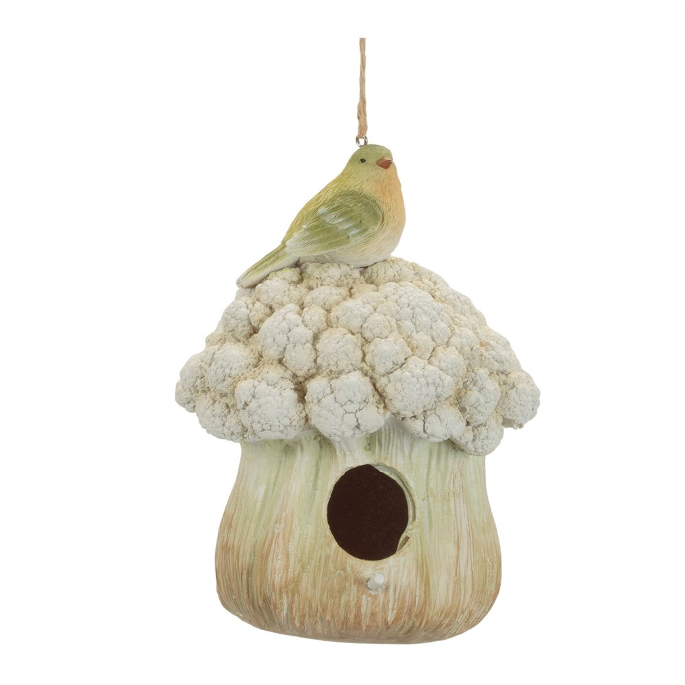 Set of Two Beige And Green Ceramic Birds Garden Art HomeRoots