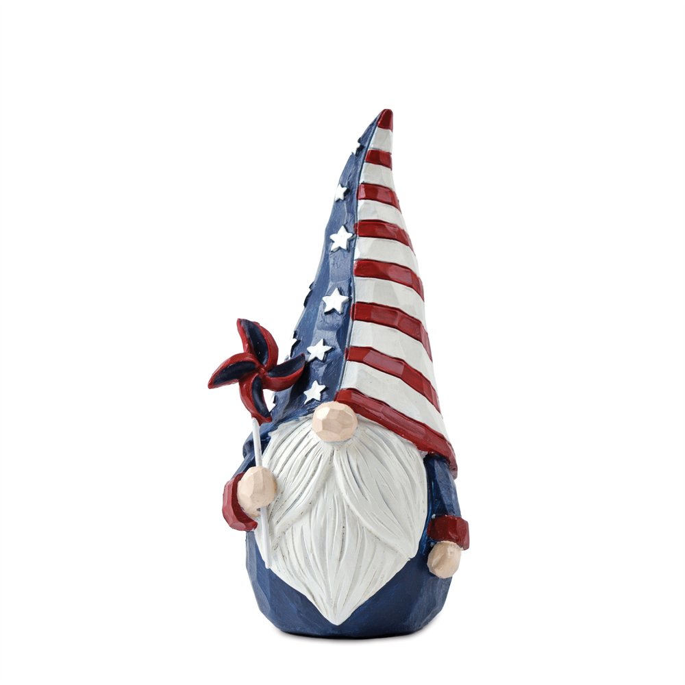 Set of Two Red White And Blue Polyresin Standing Gnomes HomeRoots
