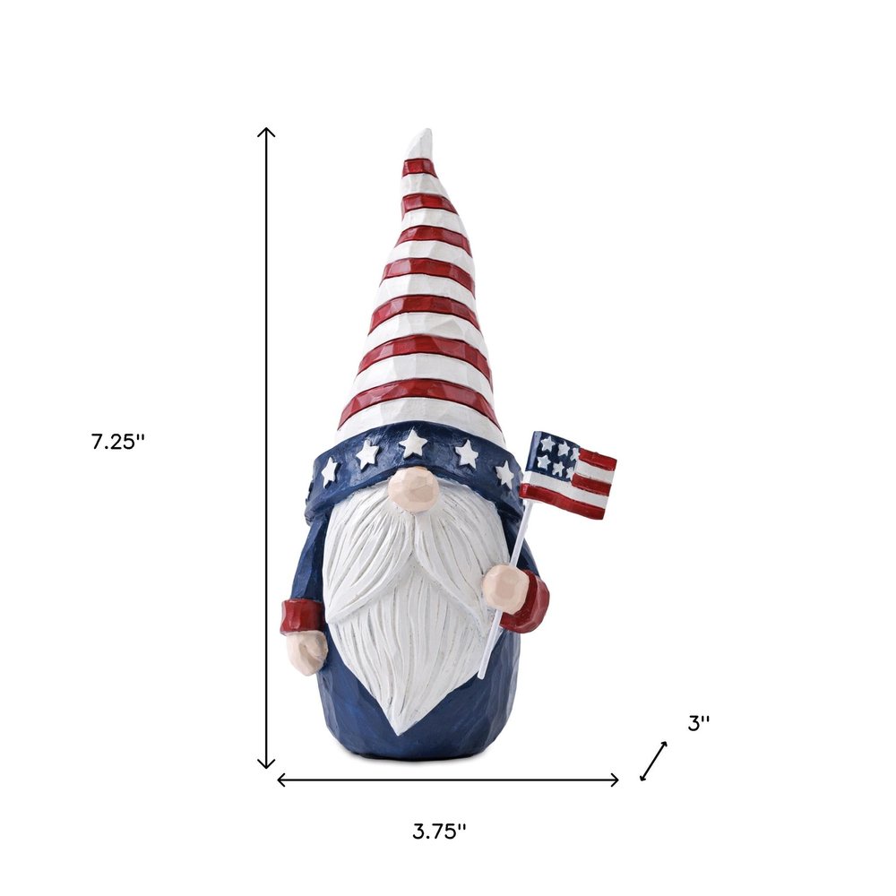 Set of Two Red White And Blue Polyresin Standing Gnomes HomeRoots