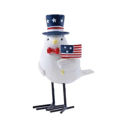 Set of Three Red White And Blue Polyresin Americana Bird Figurines HomeRoots