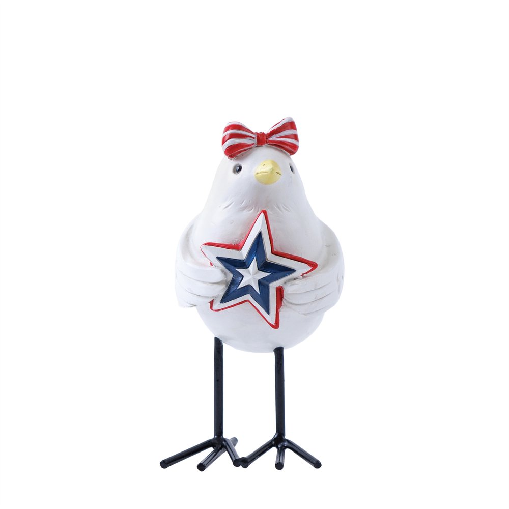 Set of Three Red White And Blue Polyresin Americana Bird Figurines HomeRoots