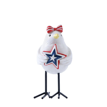 Set of Three Red White And Blue Polyresin Americana Bird Figurines HomeRoots