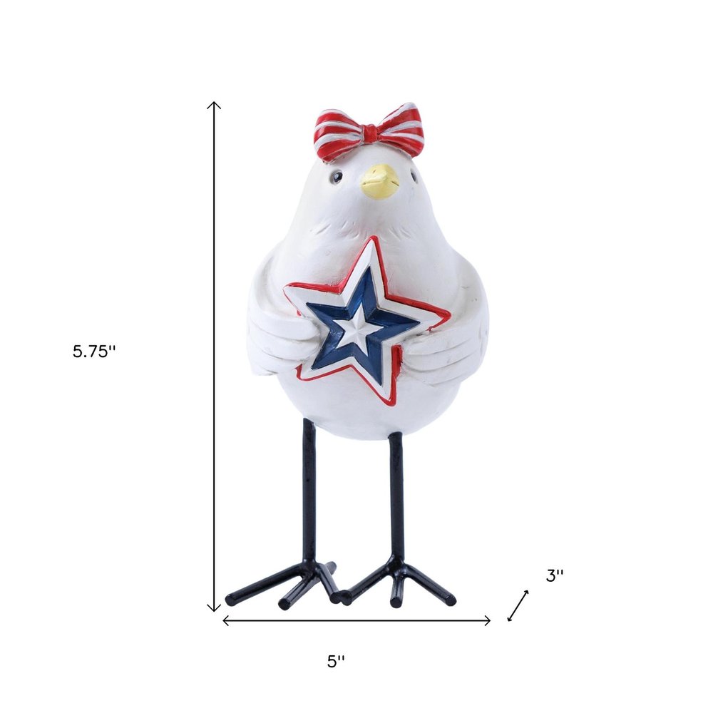 Set of Three Red White And Blue Polyresin Americana Bird Figurines HomeRoots