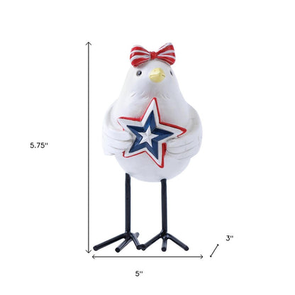 Set of Three Red White And Blue Polyresin Americana Bird Figurines HomeRoots