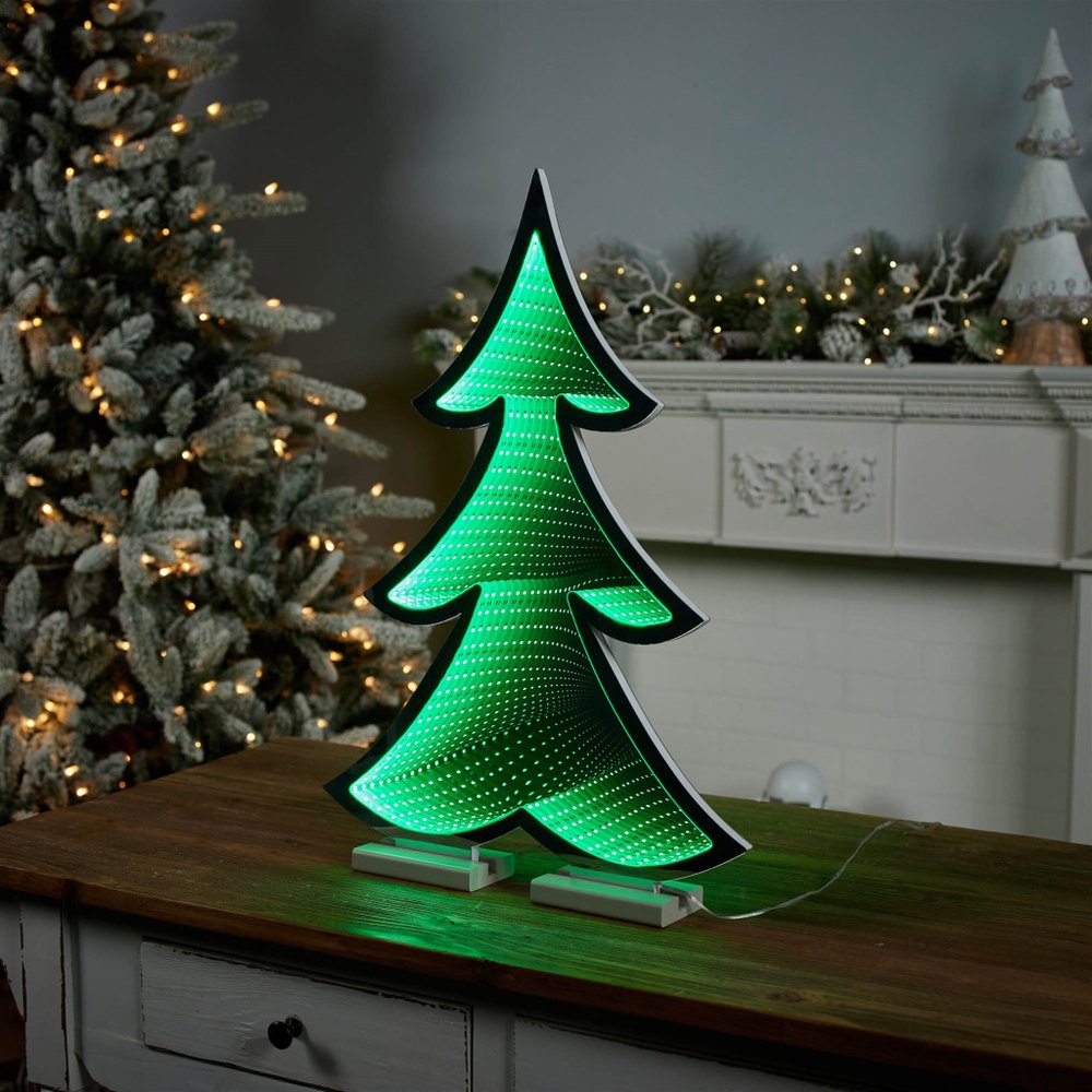 24" Green Acrylic Trees Christmas Christmas Tree Tabletop Sculpture with LED HomeRoots