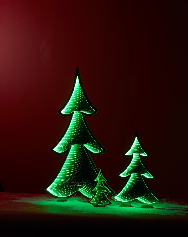 24" Green Acrylic Trees Christmas Christmas Tree Tabletop Sculpture with LED HomeRoots