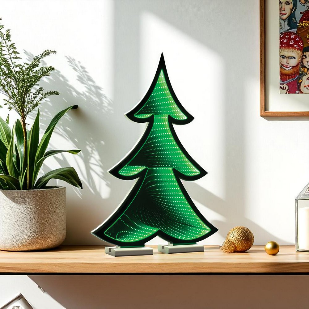 24" Green Acrylic Trees Christmas Christmas Tree Tabletop Sculpture with LED HomeRoots