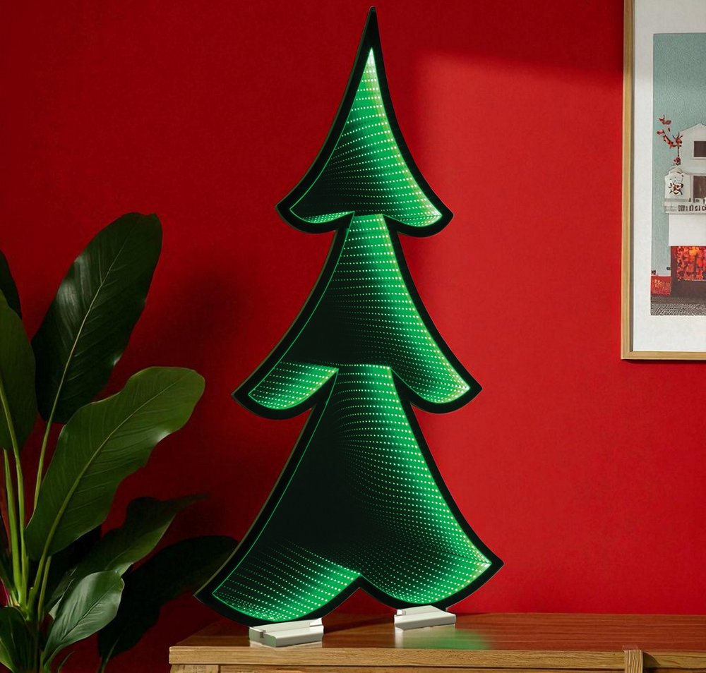46" Green Acrylic Trees Christmas Christmas Tree Tabletop Sculpture with LED HomeRoots