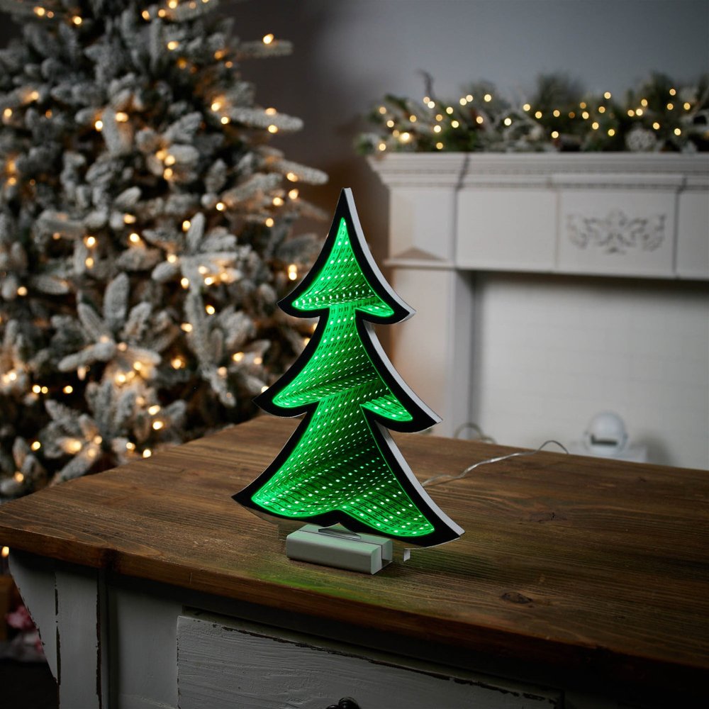 12" Green Acrylic Trees Christmas Christmas Tree Tabletop Sculpture with LED HomeRoots
