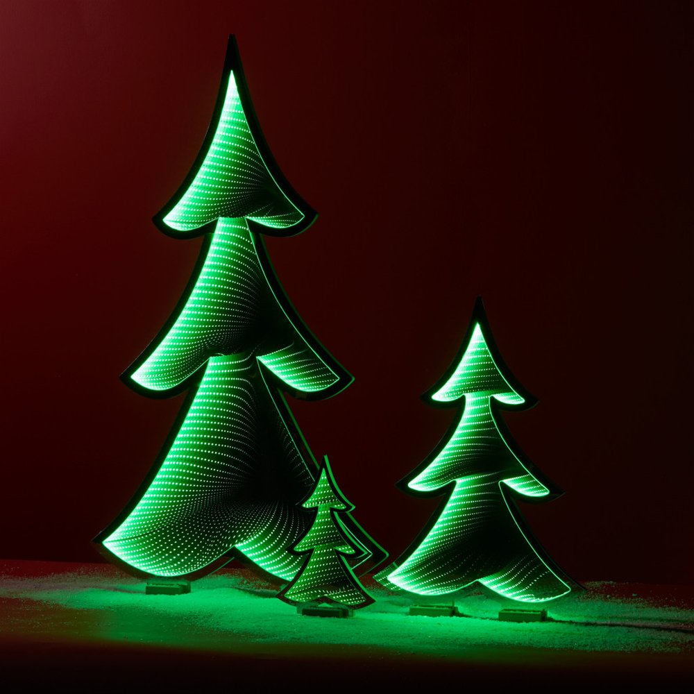 12" Green Acrylic Trees Christmas Christmas Tree Tabletop Sculpture with LED HomeRoots