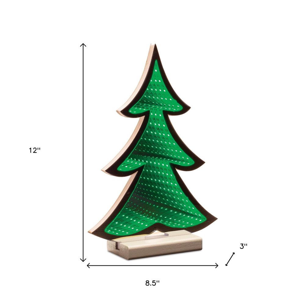 12" Green Acrylic Trees Christmas Christmas Tree Tabletop Sculpture with LED HomeRoots