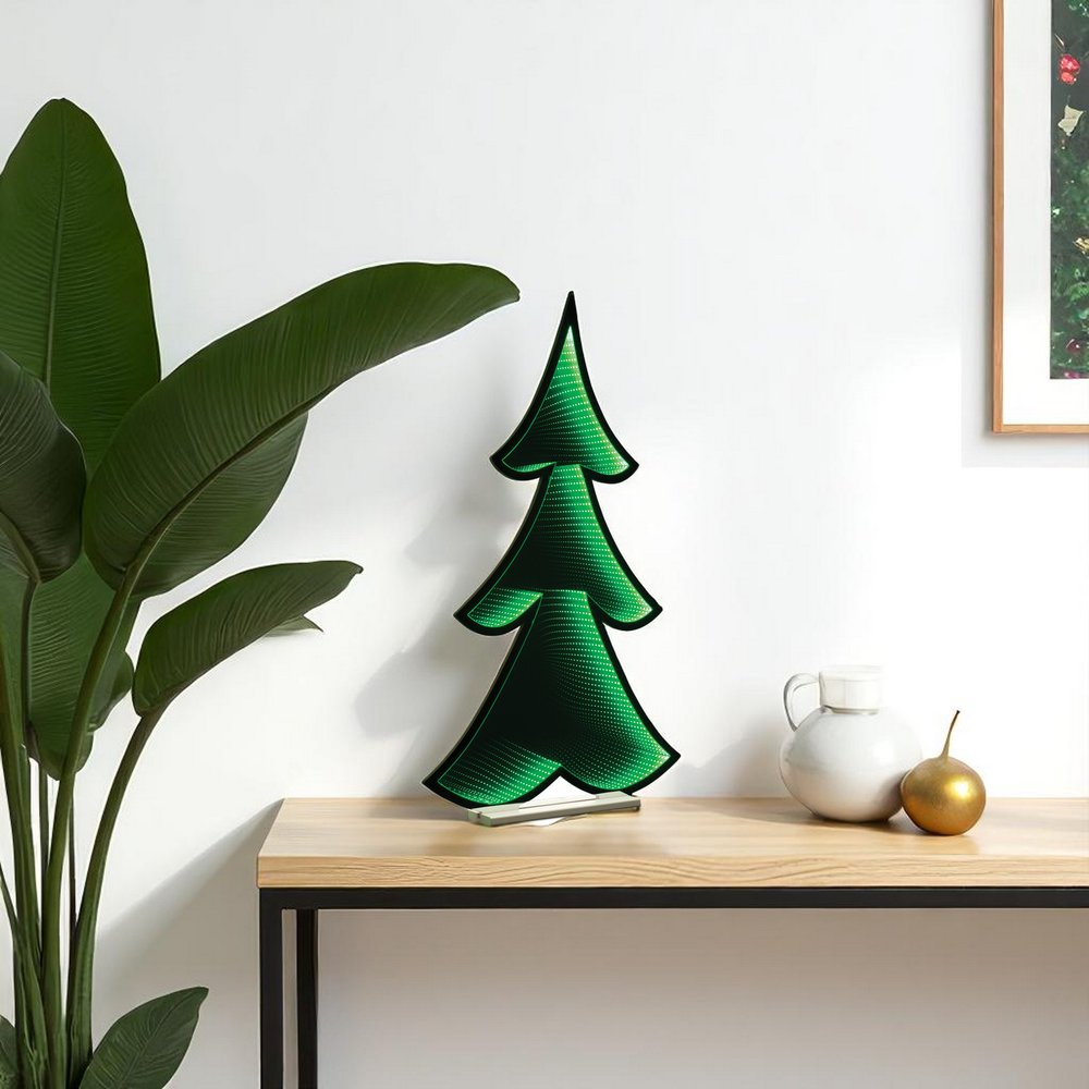 12" Green Acrylic Trees Christmas Christmas Tree Tabletop Sculpture with LED HomeRoots