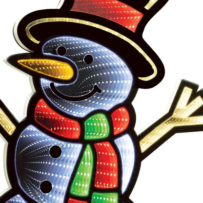24" White Red And Green Acrylic Christmas Snowman Tabletop Sign with LED HomeRoots