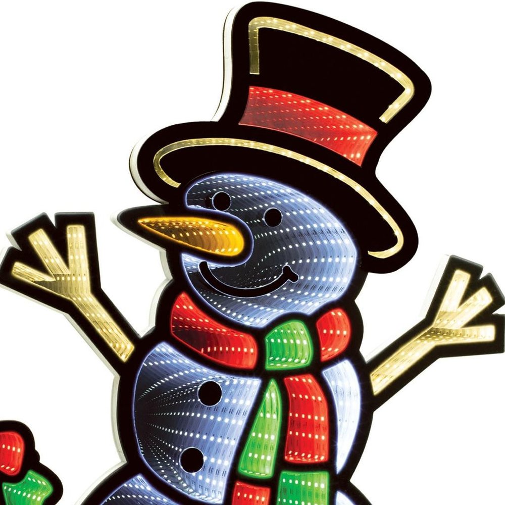 24" White Red And Green Acrylic Christmas Snowman Tabletop Sign with LED HomeRoots