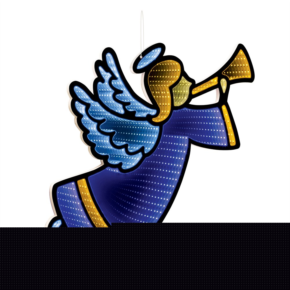 17" Blue And Yellow Acrylic Angel Christmas Tabletop Sign with LED HomeRoots