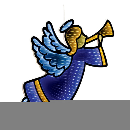 17" Blue And Yellow Acrylic Angel Christmas Tabletop Sign with LED HomeRoots