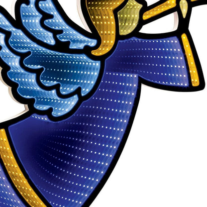 17" Blue And Yellow Acrylic Angel Christmas Tabletop Sign with LED HomeRoots