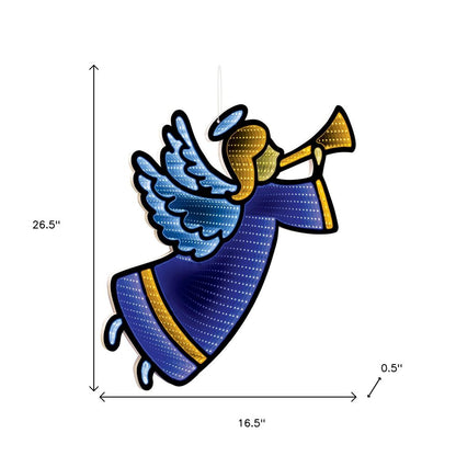 17" Blue And Yellow Acrylic Angel Christmas Tabletop Sign with LED HomeRoots